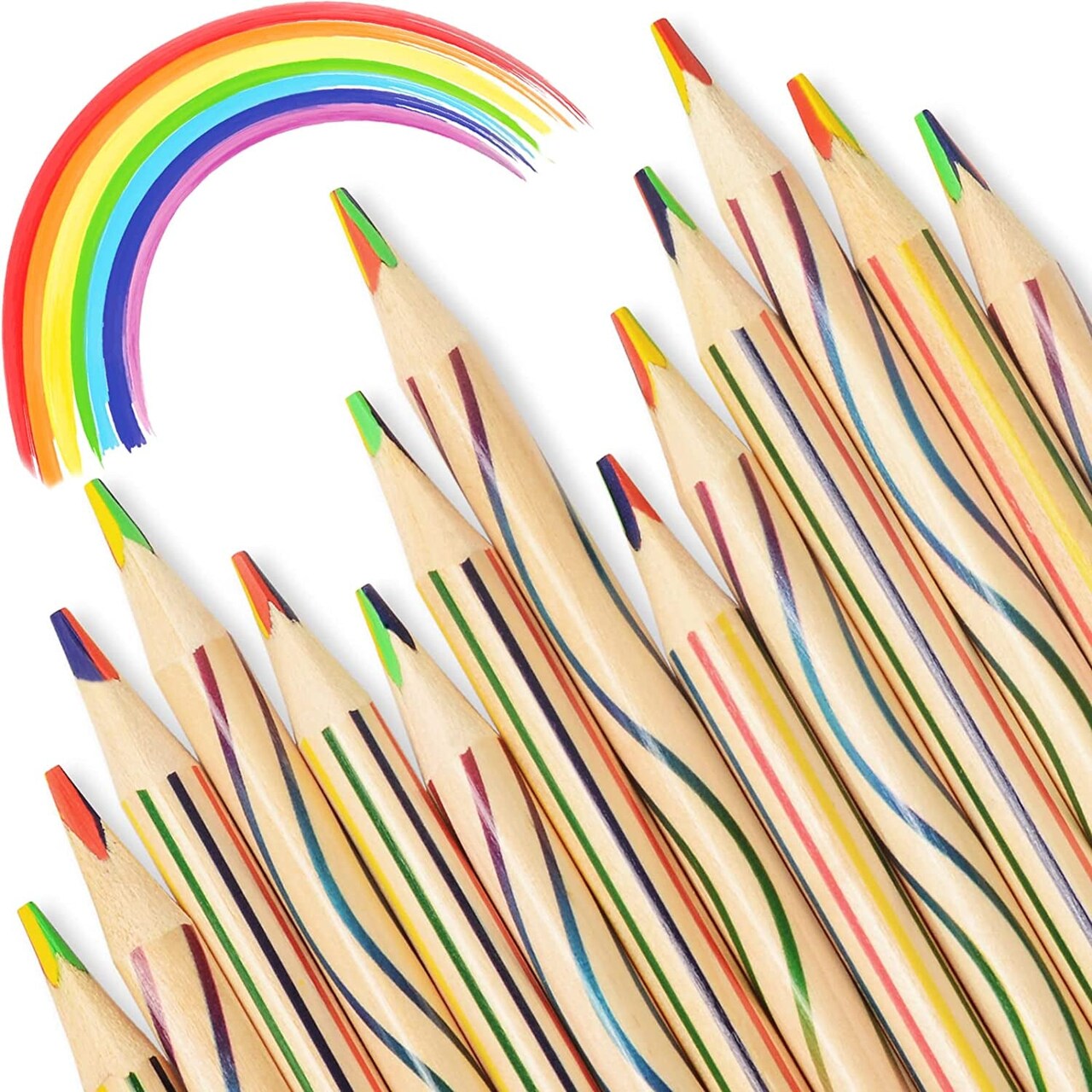 Rainbow Colored Pencils, 4 Color in 1 Rainbow Pencil for Kids, Assorted  Colors for Drawing Coloring Sketching Pencils for Party Bags, Kids Gifts,  Bulk, Pre-Sharpened